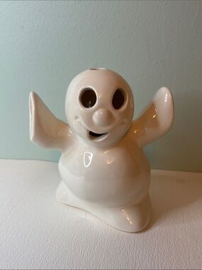 Vintage McCoy Pottery White  Ghost Tea Light Lantern
